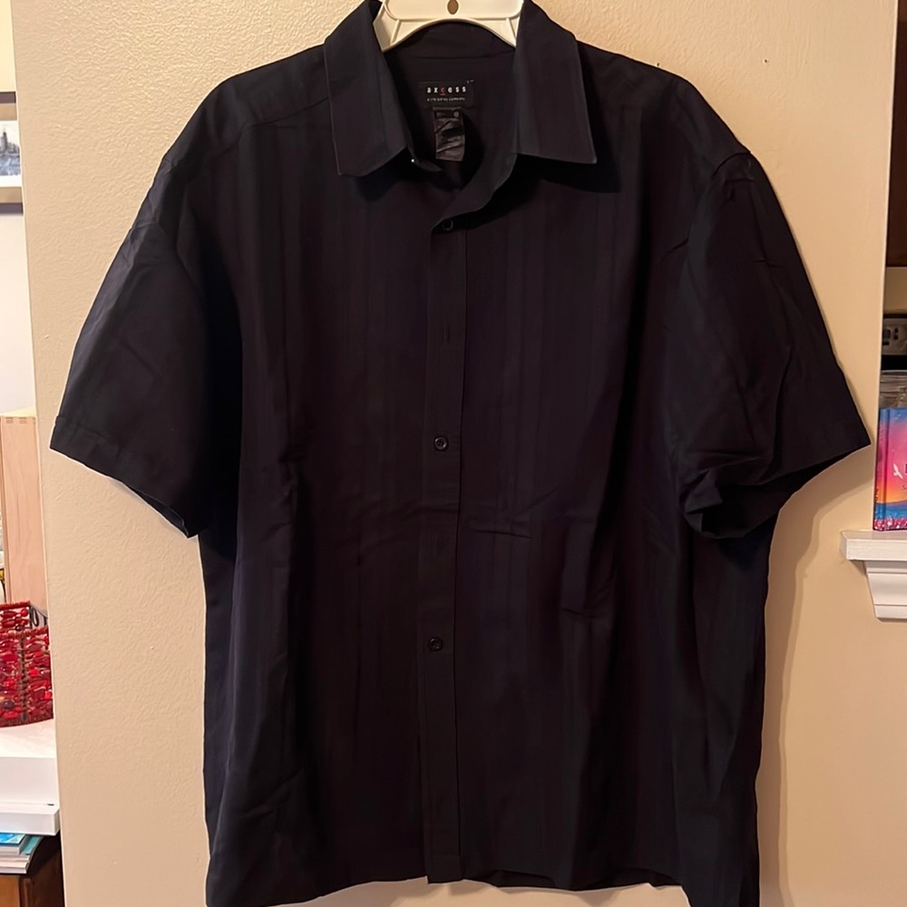Black Short Sleeve button down collar Shirt XL